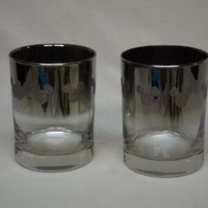 Disney Souvenir Set of 2 - 12 oz. Rock Glasses w/ Glitter Mickey